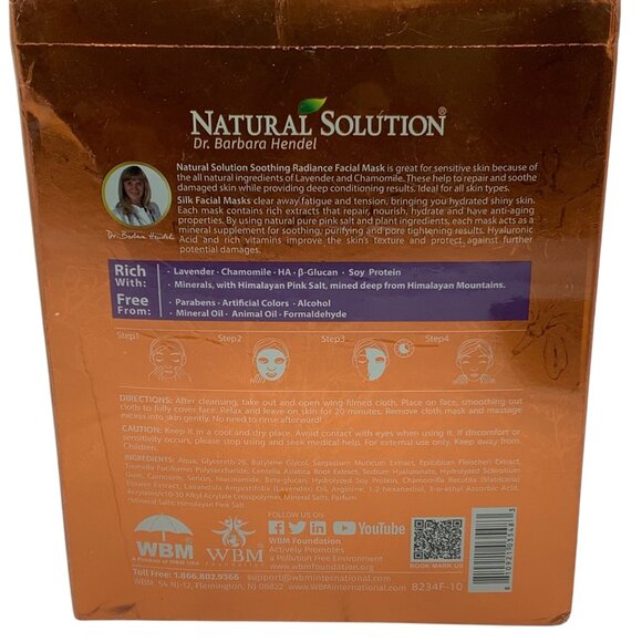 Natural Solution Lavender Chamomile Soothing Radiance Silk Facial Masks 10 Pack - Picture 3 of 6
